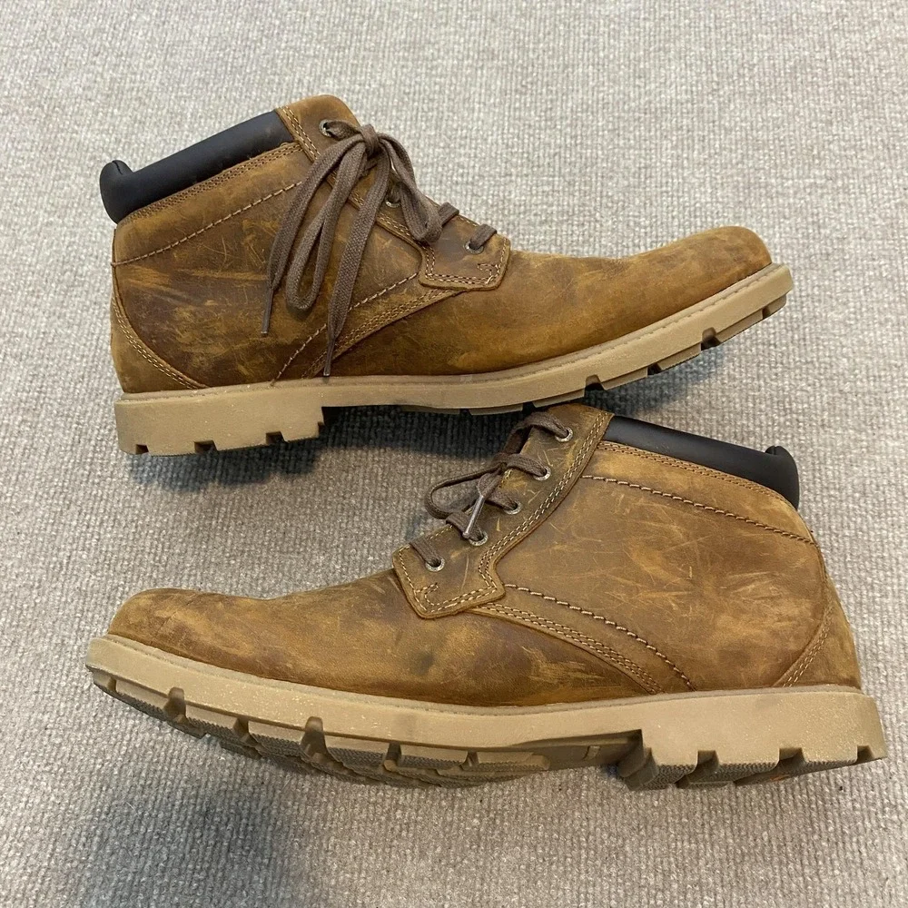 Rockport Boots Mens Size 14 W Brown Leather Chukka Ankle Waterproof V81619